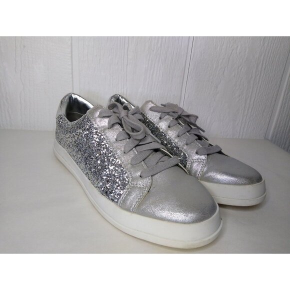 American Eagle Outfitters Shoes - American Eagle Women's Size 8 Silver Glitter Sneaker Sparkle Metallic Lace Up